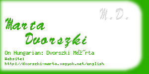 marta dvorszki business card
